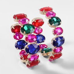 Hoop Earrings Digadagu Metal Oval Glass Big Women's Exaggerated Shiny Campus Party Accessories