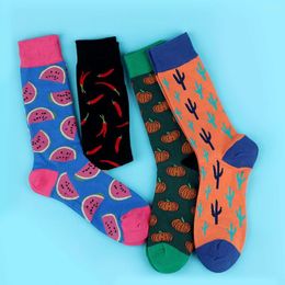 Men's Socks 1Pair Fashion Men Autumn Winter Warm Cartoon Fruit Pattern Cotton Sock Casual Comfortable Soft Crew