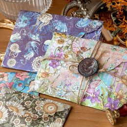 Gift Wrap 6 Styles 7Pcs/Set Vintage Flower Envelope Set Literary Classical Writable Letter Paper Sealing Sticker