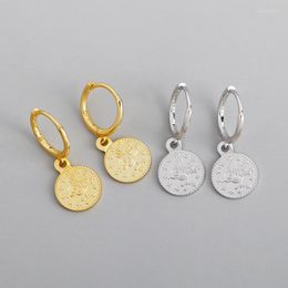 Dangle Earrings Enosola Vintage Luxury Real 925 Sterling Silver Round Coin Hanging Drop For Women Punk Fine Jewelry Gift 2023