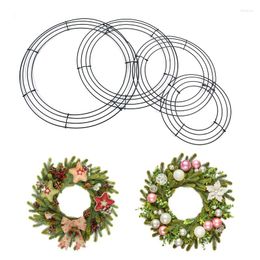 Decorative Flowers Christmas Decoration Wreath Wire Circle Round Hoop DIY Frame Wall Hanging Sturdy For Wedding