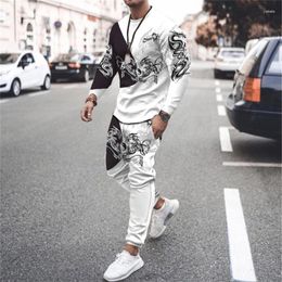 Men's Tracksuits Men 3d Printed T-shirt Set Long Sleeved Loose Casual Fashionable European And American Style Customised In 2023