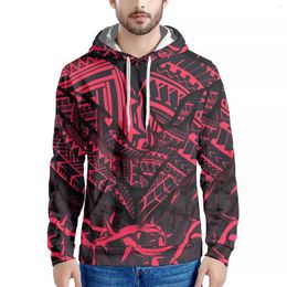 Men's Casual Shirts Love Design Printed Hawaiian Polynesian Style Sweatshirt Long Sleeve Fashion Hoodie Slim Men's Autumn And Winter