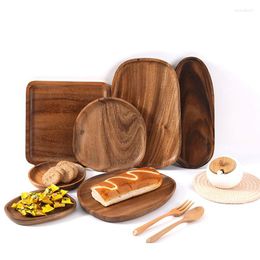 Plates Irregular Oval Solid Wood Pan Plate Whole Dinner Dessert Fruit Dishes Serving Saucer Tea Tray Home Tableware Set