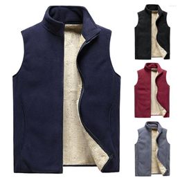 Men's Vests Stylish Autumn Vest Loose Stand Collar Inseam Solid Colour Fall Waistcoat