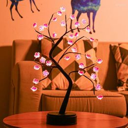 Table Lamps Cherry Blossom Tree Lamp LED Warm Light Decoration Girl Heart Small Battery For Home Indoor Bedroom