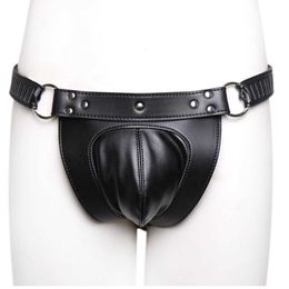 Sex Toy Chastity Men's Leather Underwear Belt Panties Underpants BDSM Penis Cage BGO-0079 Gear Male Men Adults Daily Usage Custom