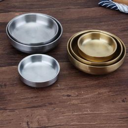 Bowls 1Pcs 304 Stainless Steel Bowl Double Thickened Rice Kimchi Dish Titanium Anti-scalding Soup Small Dishes