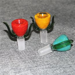 Hookah 14mm 18mm Glass Bowls Mix Colour Bong Bowl Male Piece For Water Pipe Dab Rig glass drop down adapter quartz nails