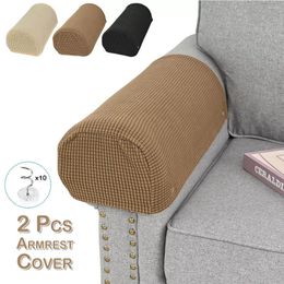 Chair Covers IN 2pcs Solid Anti-Slip Elastic Couch Armrest Cover Adjustable Jacquard Sofa Arm Slipcover Furniture Protector Living Home D