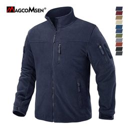 Outdoor Jackets Hoodies MAGCOMSEN Men's Fleece Tactical Jacket Winter Stand Collar Multi Pockets Military Field Jackets Outerwear Outdoor Work Warm Coat 0104