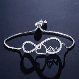 Link Bracelets Uilz Brand Trendy Zirconia 8 Shape Heart Infinity Adjustable For Women Fashion Bridal Wedding Jewelry Gift