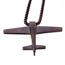 Pendant Necklaces Simple Design Stainless Steel Cool Black Aircraft Men's Boy's Daily Jewellery Necklace Free Box Link Chain 24inch