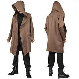 Men's Trench Coats 2023 Men Hooded Sweatshirts Black Hip Hop Mantle Hoodies Fashion Jacket Long Sleeves Cloak Outwear #f3