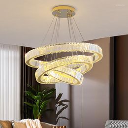 Chandeliers Living Room Ring Design Crystal Chandelier For Dining Led Cristal Lamp Gold Modern Home Decor Bedroom Hang Light Fixture