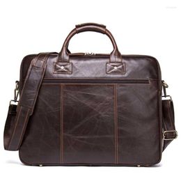 Briefcases Cowhide Business Men's Briefcase Leisure Large Capacity Trend One Shoulder Messenger Bags Fashion Crossbody Computer Handbag