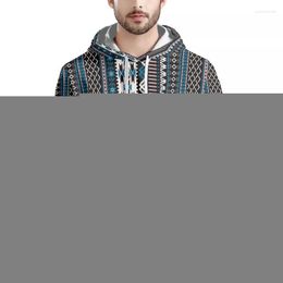 Men's Casual Shirts Striped Blue Print Fashion Tribal Style Polynesian Hoodie Sweatshirt Long Sleeve Slim Men's Fall/Winter