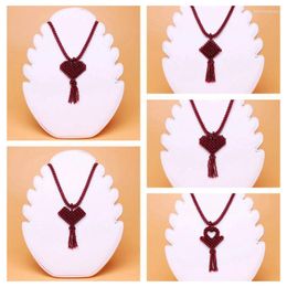 Pendant Necklaces High Quality Pretty Hand Weave 3.5mm Round Shape Natural Red Garnets Necklace Wj320