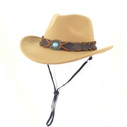 Autumn Winter New Peach Heart Top Woollen Jazz Hat Wide Brim Cowboy Fedora Hats for Women Men Luxury Fascinator Felt Panama Cap
