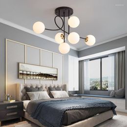 Chandeliers Modern LED Chandelier Glass Ball Lustre 6 Lights Black Ceiling Lamp For Living Room Bedroom Kitchen Home Decor Fixtures