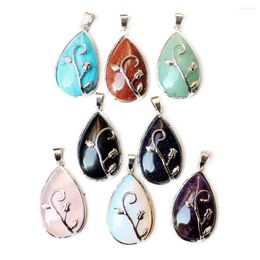 Pendant Necklaces Druzy Fashion Black Onyx Natural Stone Pendants For Women Gold-Color Opal And Trees Choker Vintage Jewelry