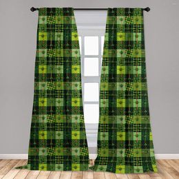 Curtain Irish Window Curtains Patchwork Style St. Patrick's Day Themed Celtic Quilt Cultural Chequered Clovers With Rod Pocket