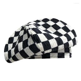 Berets Women Checkerboard Beret Large Head Circumference Cloud Chessboard Lattice Hat Painter Capins Style Plaid Grid Boina YD041