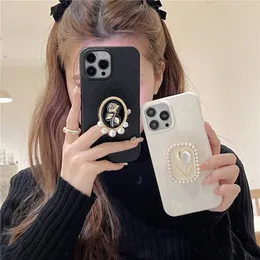 Slim Lychee Print Leather Phone Cases for iPhone 14 13 12 11 Pro Max Flower Print Foldable Bracket Vogue Kickstand Protective Shell Shockproof