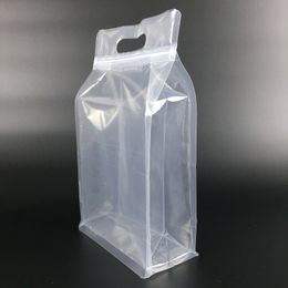 29x18 highly transparent zipper seal standing packaging bag with handle holder plastic zip lock packing bags pouches