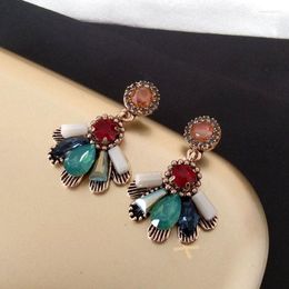 Dangle Earrings Vintage Coloured Crystal Flower Women Boho Ethnic Drop Earring Pendientes Statement