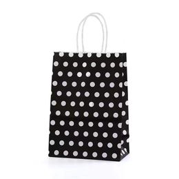 Gift Wrap Colourful Polka Dot kraft Paper Bag With Handles Festival Pack Shopping Bags DF1218