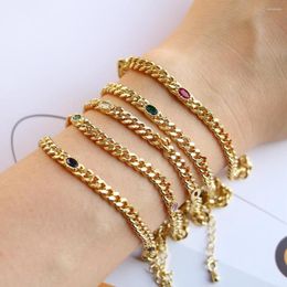 Link Bracelets 5PCS Gold Colour Chunky Curb Chain Oval Zircon Bracelet Women Gorgeous Jewellery Party Wedding Gift