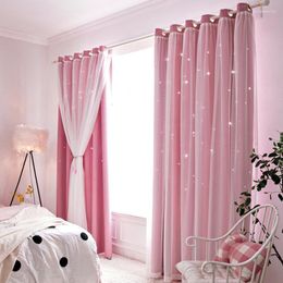 Curtain Pink Double Layer Blackout Curtains Grommet Top Drapes Thermal Insulated Window For Bedroom Living Room