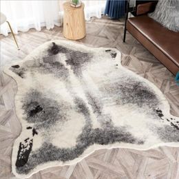 Carpets Nordic Imitation Badger Pattern Rug Faux Skin Leather NonSlip Antiskid Mat Washable Animal Print Carpet For Living Room Bedroom