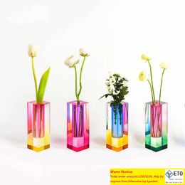 Vases Acrylic Light Luxury Pillar Bud Vase Nordic Living Room Flower Arrangement Modern Simple European Dining Table Decoration