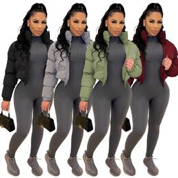 Women's Jackets Echoine Casual Solid Bomber Long Sleeve Cropped Coat With Pockets Women Turtleneck Winter Clothes Sexy Outerwear 2023