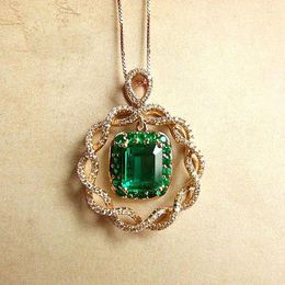 Pendant Necklaces Luxury Quality Jewelry Simulation Zambia Emerald 3 Gold Color Necklace For Girlfriend Mom Gifts