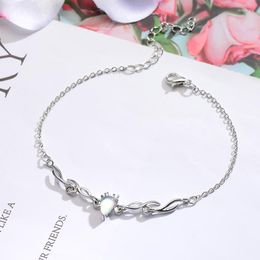 Link Bracelets Animal Crystal Antler Beautiful Colorful Moonstone Deer 925 Stamp Silver Jewelry
