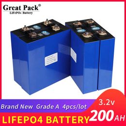 LiFePO4 100% Full Capacity Brand New Grade A 4PCS 3.2V 200AH Battery Cell Rechargeable Deep Cycle Lithium Ion Solar Power Bank