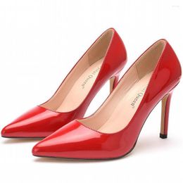 Dress Shoes Women Sweet Comfortable Slip On Spring High Heels Lady Black Red Nude Gold Pointed Toe Pumps Office Work Ol Party H0183