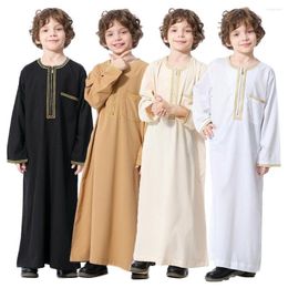 Ethnic Clothing Muslim Robe Teenager Kids Saudi Arabia Pakistan Boy Thobe Middle East Full Sleeve Jubba Islamic Arab Party Kaftan