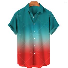 Men's Casual Shirts Hawaiian Shirt Men's Summer Clothing Gradient Printing 3d Mens Short Sleeve Tops Loose 2023 Fashion Apparel 5xl