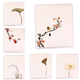 Gift Wrap 10Pcs Chinese Style Flower Greeting Cards With Paper Wedding Invitations Handwritten Postcards Thank You