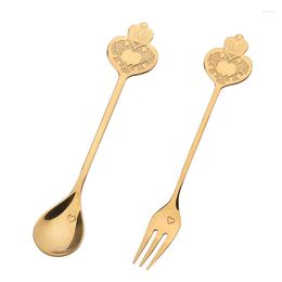 Dinnerware Sets 2pcs/set Heart Shape Spoon Fork Stainless Steel Coffee Christmas Gifts Kitchen Accessories Tableware Flatware Kit