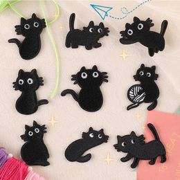 Notions Iron on Patch various Black Cartoon Cat Patches Embroidered Badge Sew on Appliques DIY Accesories for Clothing Jeans Jackets