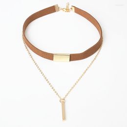 Choker Fashion Black And Brown Velvet Necklaces Jewelry For Women Girls Gold & Silver Color Statement Necklace Collar
