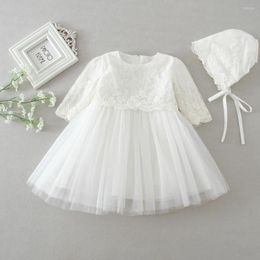 Girl Dresses White Baby Long Sleeved Formal For Infant Princess Birthday Party Wedding Toddler Chirstening Gown