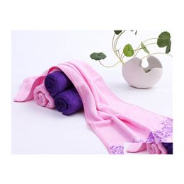 Towel Promotion Gift Superfine Fibre Water Uptake Quick Drying 34X73 Cm Household Towels Peony Pattern Wholesale Price Drop Delivery Dhk8P