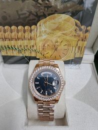 Original box certificate 18k rose President Male Watches Day Date Diamonds gold dial Watch Men Stainless Diamond Bezel Automatic WristWatch 2023