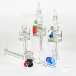 Mini Nectar Glass Pipes Hookahs with 10mm 14mm Quartz Tip Concentrate Glass Dab Straw Pipe for Oil Nectars